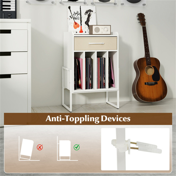 白色带抽屉和记录架的多用途录音机支架-5