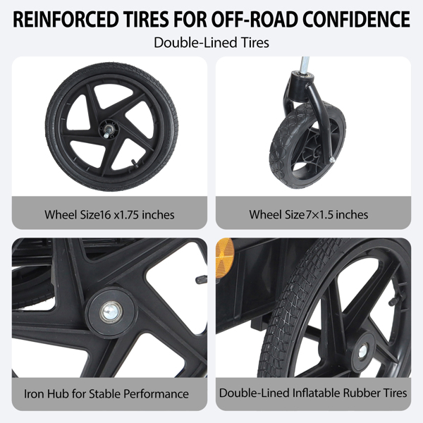 二合一自行车货运拖车/手推车，带可拆卸货箱和防水罩，黑色，带牵引杆和可拆卸把手的手推车/婴儿车，黑色--不支持self-pick up且不支持指定仓库发货-2