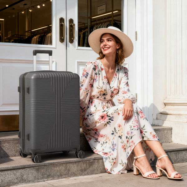 非TSA海关锁单个28寸 PP拉杆箱 28in PP 深灰色-13