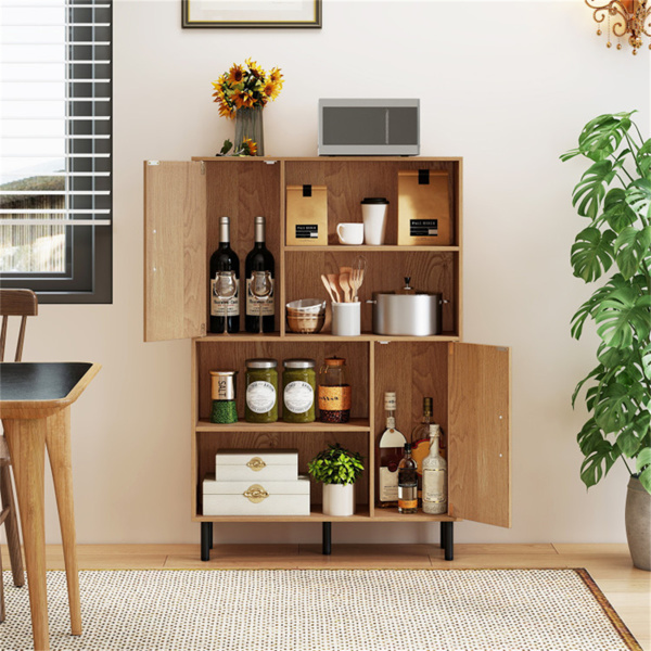 4层2门开放式货架储物柜，入口和客厅总容量为176磅​-自然色-2