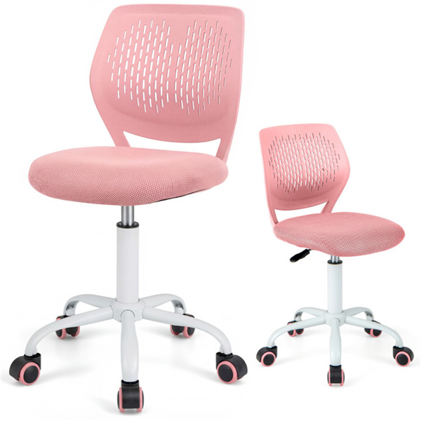 符合人体工程学的儿童办公椅，16.5英寸-21英寸高度可调网眼学习椅 浅粉色-1
