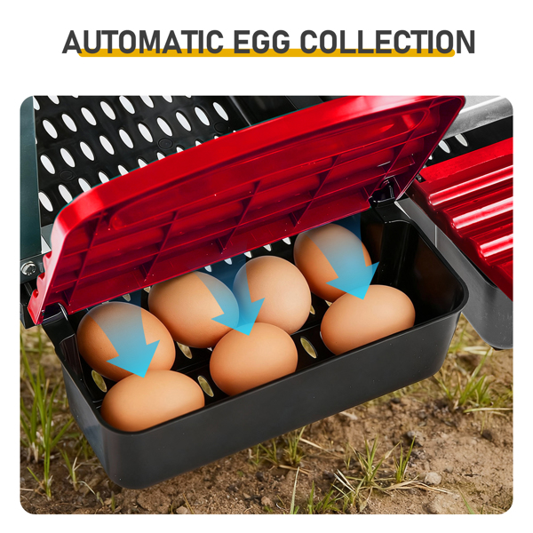 8隔间 106*52*79cm 斜顶房屋 红色 铁+塑料 喂食用品-4