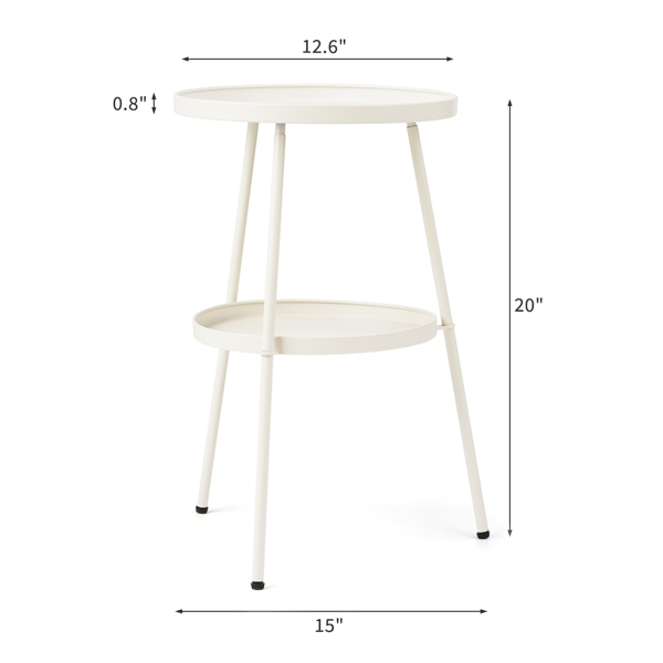38.5*38.5*51cm 梯形 奶油白色 双层圆盘 庭院铁边桌-8