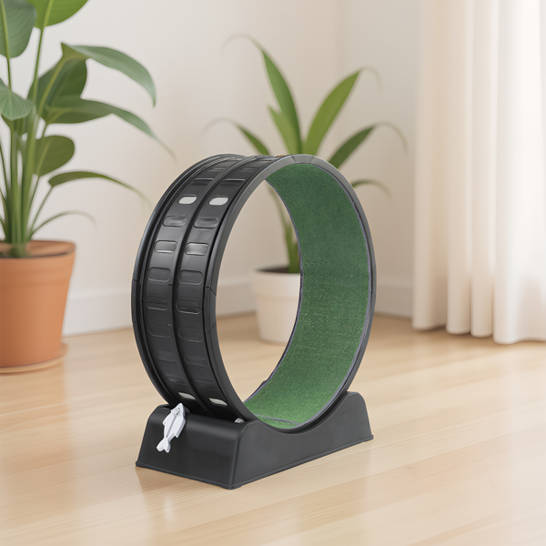 80*34*86CM 黑色 PP 轨道连接片组装 圆形配绿色地毯+1根逗猫棒 15kg 猫跑步机-2