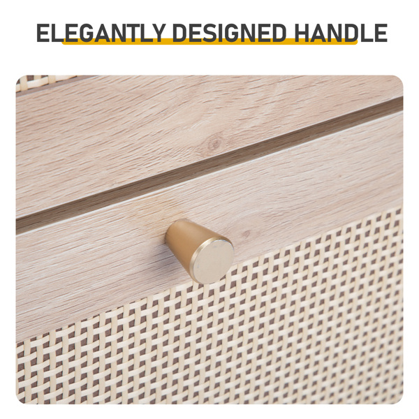 藤面1抽2翻斗 鞋柜 刨花板 54*24*110cm 原木色-6