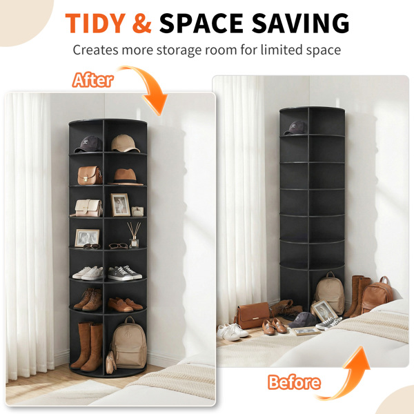 7 层 可360° 旋转 木塑板 60*60*184cm 鞋架 黑色-10