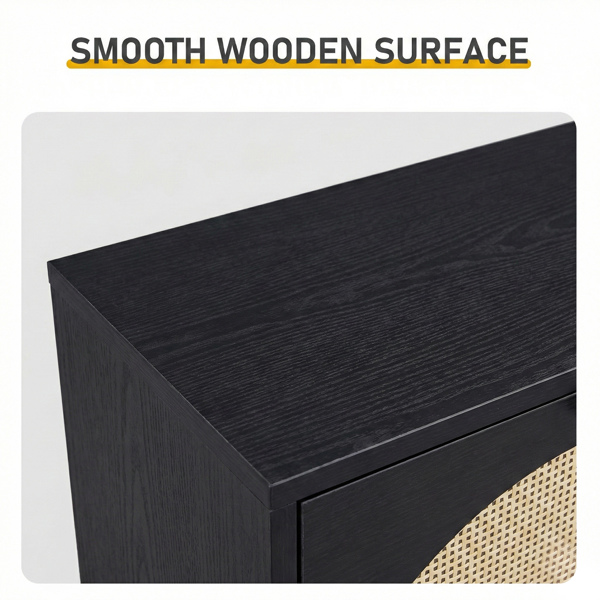 藤面3翻斗 鞋柜 刨花板 54*24*135 cm  黑色-9