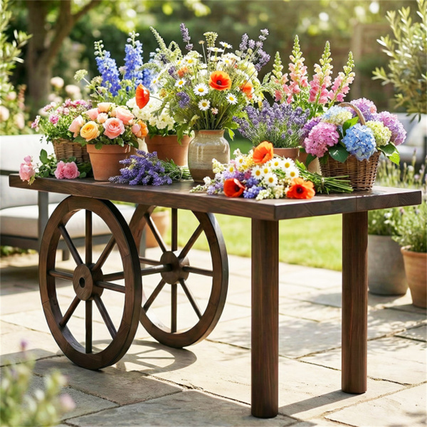 24英寸2个碳化冷杉木车轮，乡村西部装饰，带加强金属轮圈-2