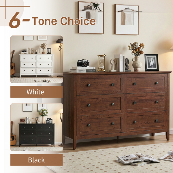 棕色（1061实木樱桃） P2 刨花板+密度板 三胺 120*40*80cm 拼框 双排双把手六抽 抽屉柜-4