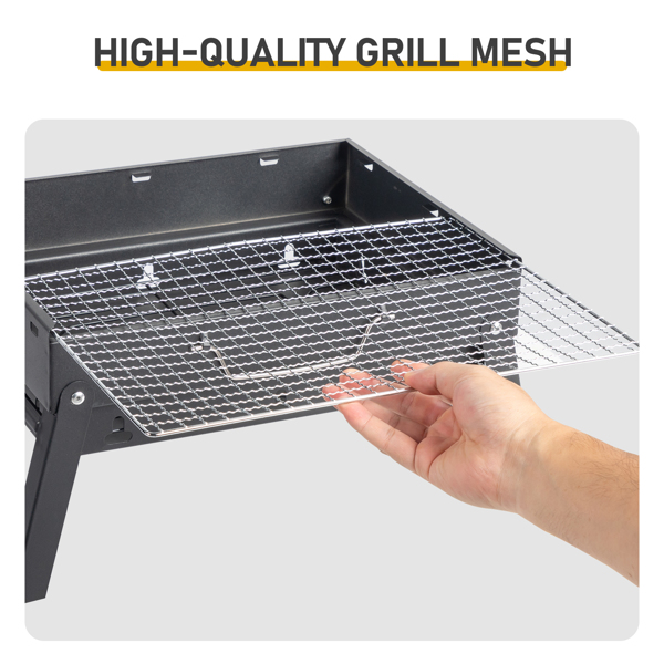 41*27*20cm 手提式 折叠收腿 黑色 烧烤架-11