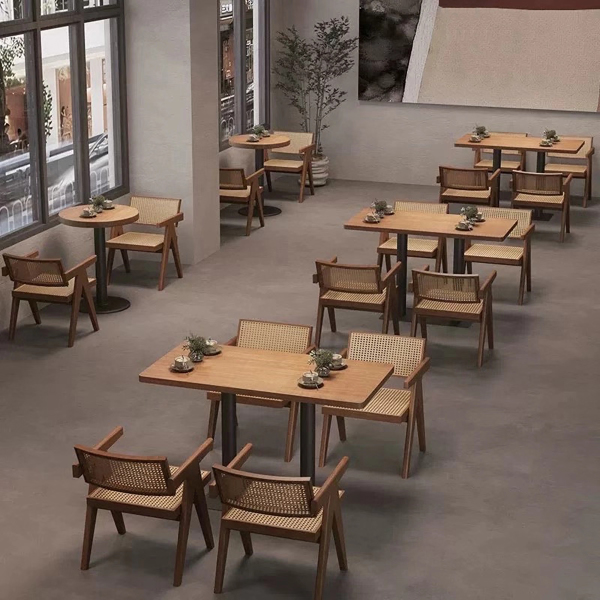 现代中世纪餐厅椅，藤条装饰椅，舒适扶手椅，带扶手的户外木椅，卧室、客厅、阅览室、餐厅厨房，棕色--不支持self pick up且不支持指定仓发货-7