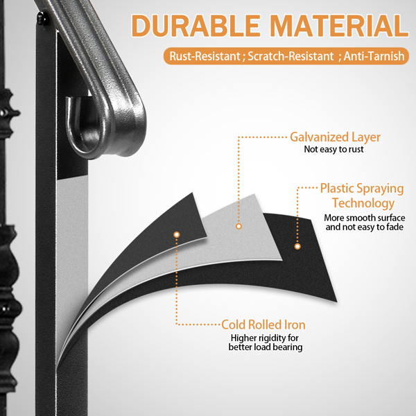 【替换22762521】哑光黑色   4阶 单宝塔加方葫芦装饰 庭院楼梯扶手-2