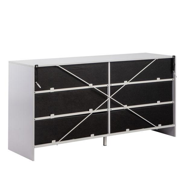 白色 抽屉柜+刨花板 贴三胺 134*40*67cm 双排3层6抽 抽屉柜 饰面布抽柜-5