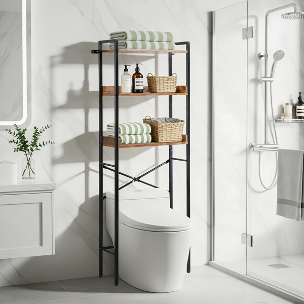 腐木色 刨花板三胺贴面 60*24*162cm 3层带侧边挡板 马桶架-1