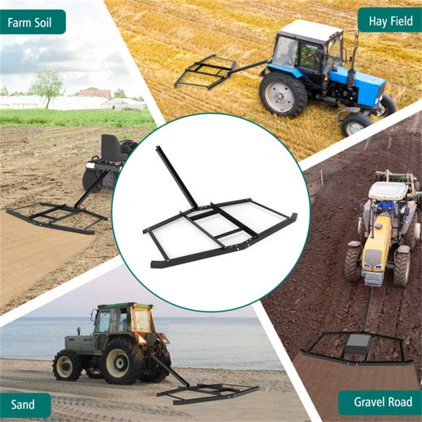 74英寸重型牵引耙，载重量80磅，用于车道、花园和农场的牵引式调平工具-8