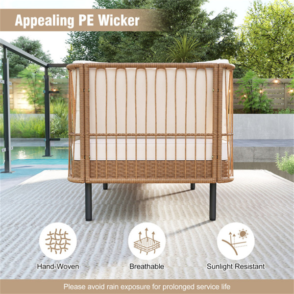 2座户外PE灯芯沙发床，双功能靠背扶手露台双人小沙发-5