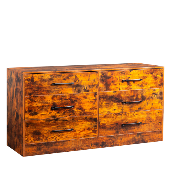 复古木 刨花板+无纺布 贴三胺 134*40*67cm 双排3层6抽 抽屉柜 饰面布抽柜-4