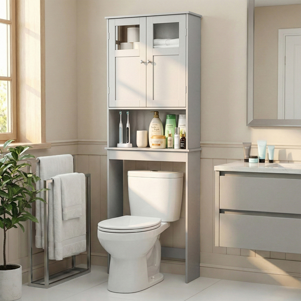 灰色 密度板喷漆 60*22*170cm 双门 马桶柜-10