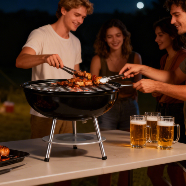 38*38*41CM 黑色 小款烟熏炉 圆盘型 铁制 碳烤炉-4