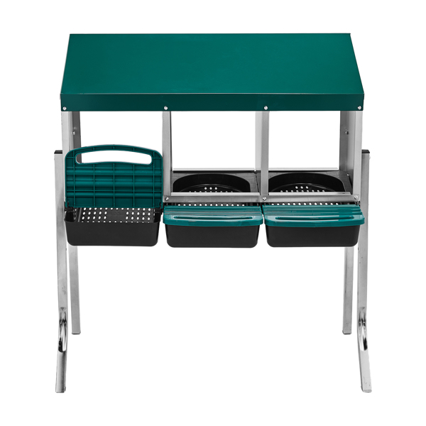 3隔间 88*52*79cm 斜顶房屋 绿色 带底脚 铁+塑料 喂食用品-2