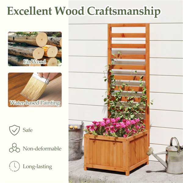 2合1木制高架花园床，带格栅，攀爬植物和花卉的高效排水系统-5