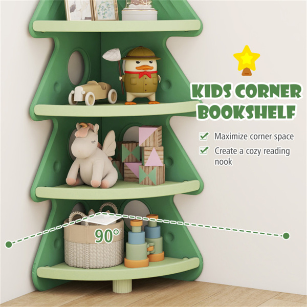 4层儿童圣诞树角书架、防坠落护栏和防倾倒套件，适用3年以上-8