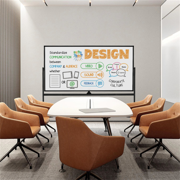 360°旋转双面磁性白板，182.88×91.44cm书写面移动式带脚轮干擦板，黑色-2