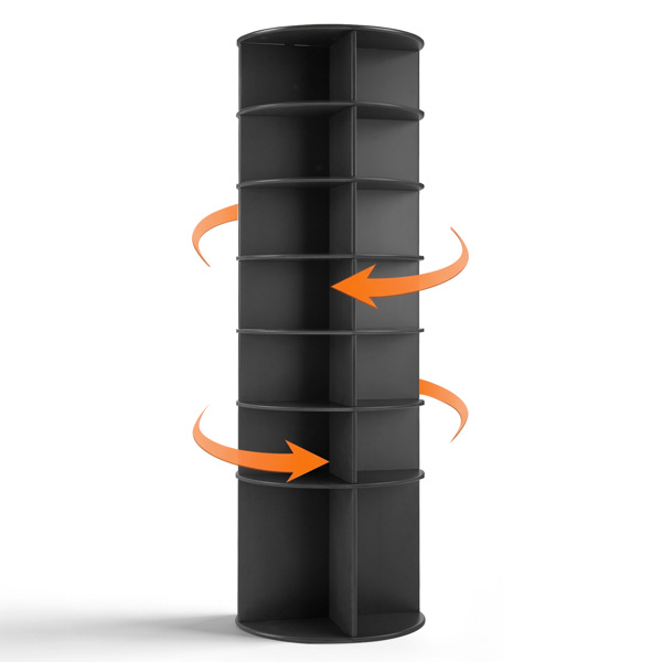 7 层 可360° 旋转 木塑板 60*60*184cm 鞋架 黑色-3