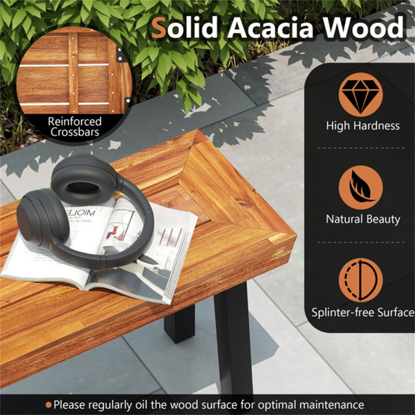 多功能相思木花园长椅，可调节脚垫户外餐桌-3