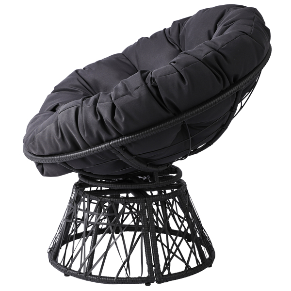 【替换89943648】38*33.5*32inch 转椅 雷达状 黑色藤条 灰色垫子  编藤蛋椅-2