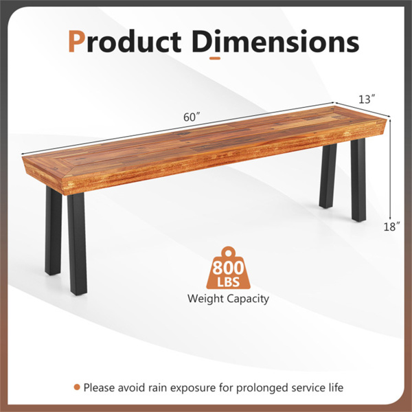 多功能相思木花园长椅，可调节脚垫户外餐桌-4