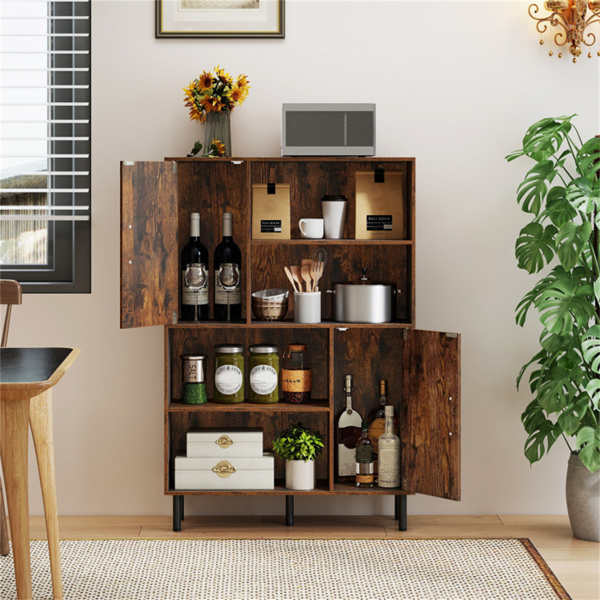 4层2门开放式货架储物柜，入口和客厅总容量为176磅​-棕色-5