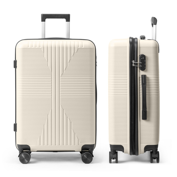 非TSA海关锁单个24寸 PP拉杆箱 24in PP 米白色-21