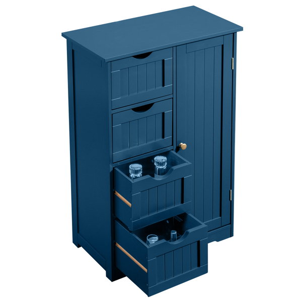 海军蓝  密度板喷漆+三胺贴面 竖纹 56*30*82.5cm  4抽 1门 浴室立柜-14