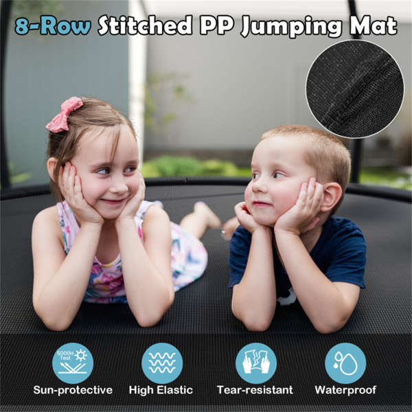 10英尺儿童和成人蹦床，304.80厘米圆形蹦床，带安全围栏网，880LBS静态容量-7