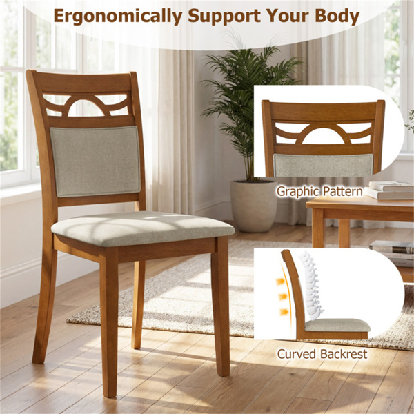 2PCS符合人体工程学的软垫后餐椅，橡胶木框架，330磅容量厨房椅-6