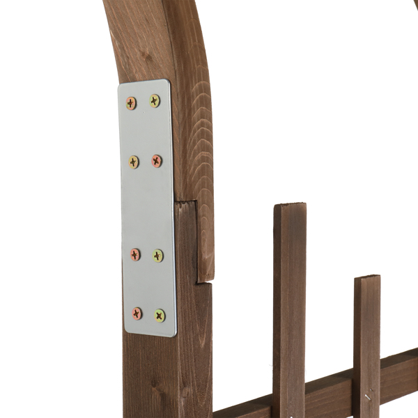 7ft 深棕色 圆弧顶 竖格 木拱门-9