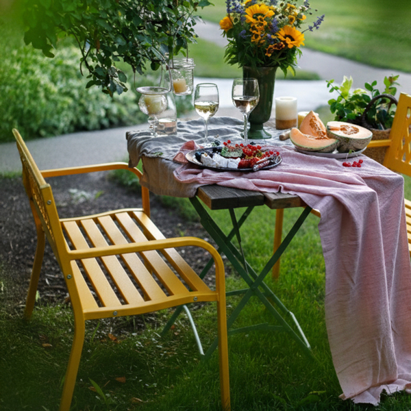 47in PVC网格靠背 黄色 铁长椅-9