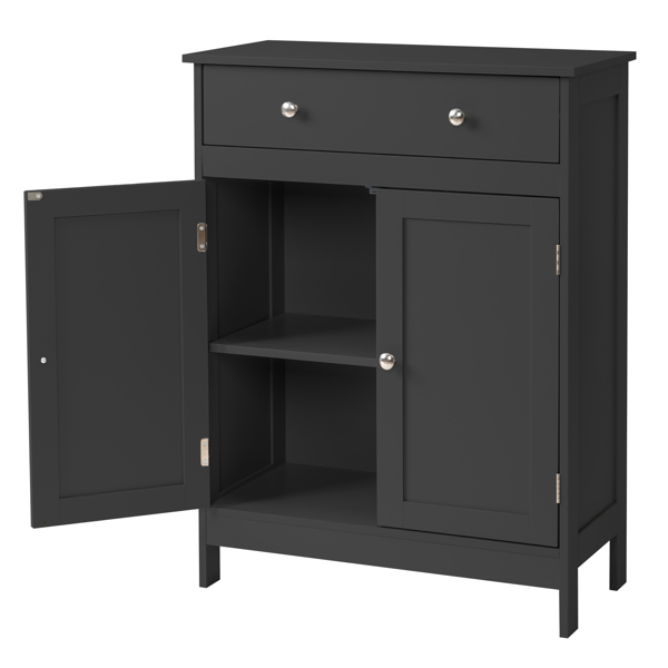 黑色 刨花板三胺贴面 60*30*80cm 双门 单抽 浴室立柜-4