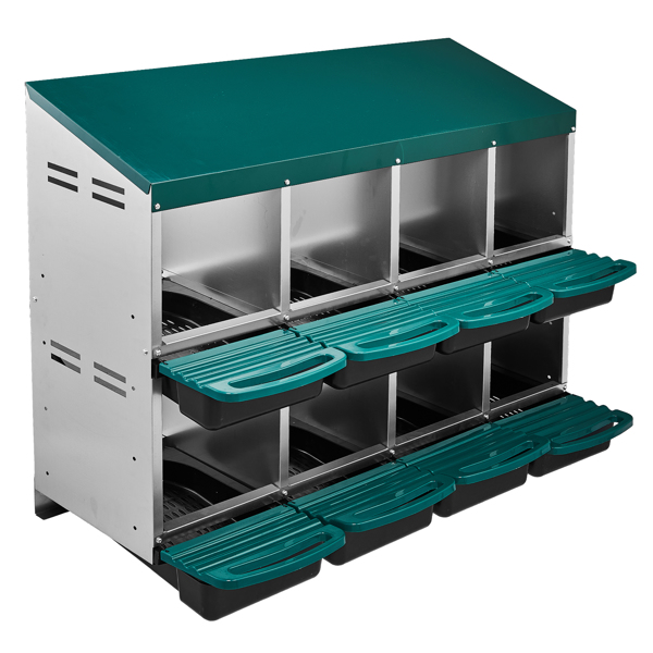 8隔间 106*52*79cm 斜顶房屋 绿色 铁+塑料 喂食用品-1