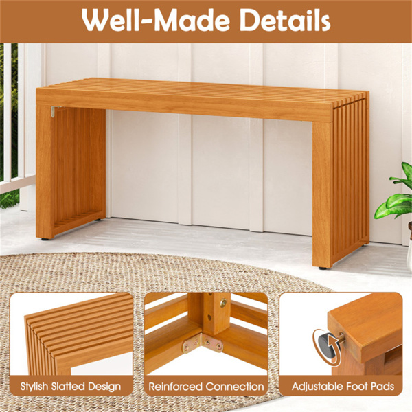 实心相思木露台长椅，重量800磅，可容纳2人，无靠背户外长椅-8