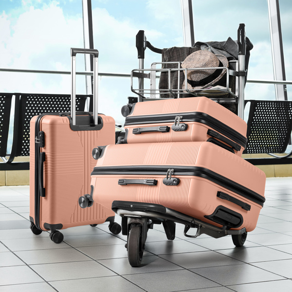 非TSA海关锁三合一 PP拉杆箱 20in 24in 28in PP 粉色-16