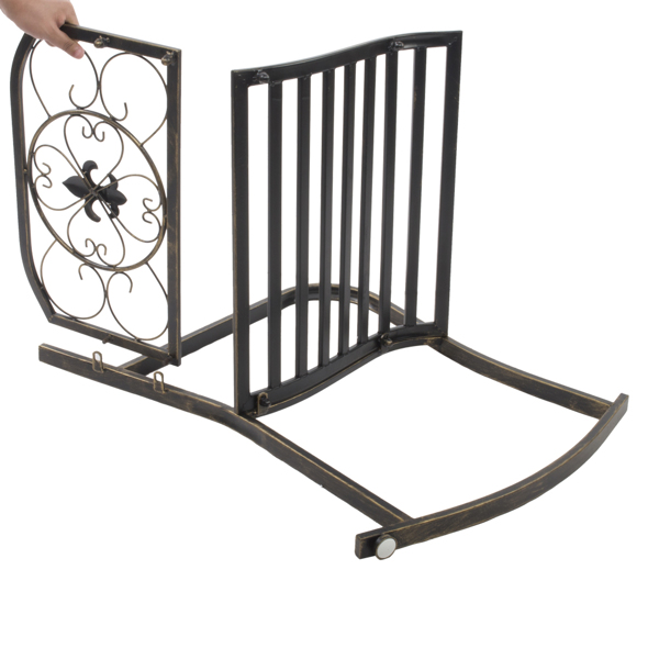 【替换66934556】22.5in 靠背箭头造型 黑色刷金 铁摇椅-7