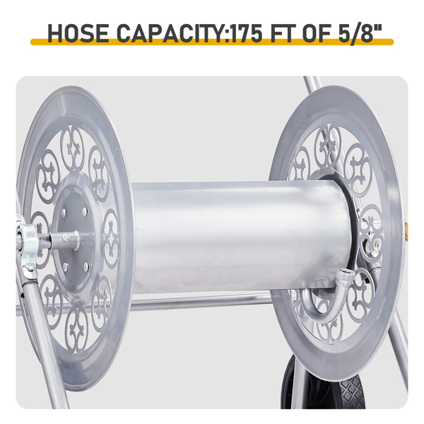 175FT水管车 76*58*70.5CM  银色 PVC实心轮 复古花纹 水管车-8
