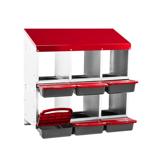 6隔间 80*52*96cm 斜顶房屋 红色 带底脚 铁+塑料 喂食用品-3