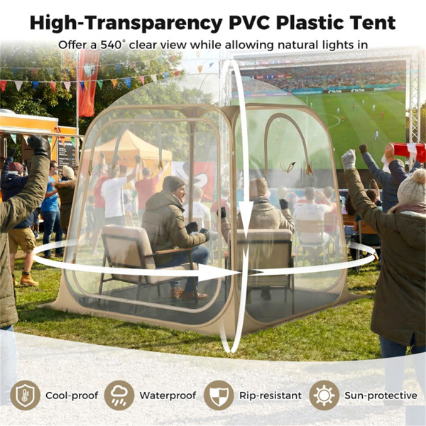 7×7FT透明弹出式运动帐篷，2-4人防水防风PVC帐篷，露营运动透明户外舱-3