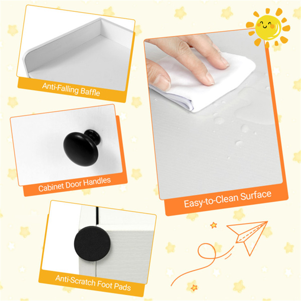 白色儿童玩具收纳柜，配备8个储物箱，防倾倒设计，开放式货架，可存放3年以上-4