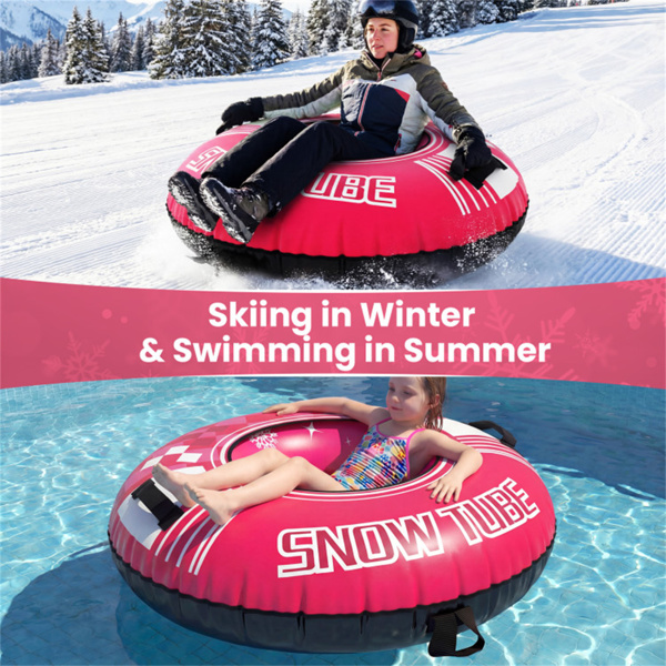 600D防水牛津布雪橇，加固手柄，成人儿童可拆卸牵引带-粉色-9