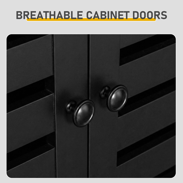 2门带5个开放格桌面带挡板 鞋柜 密度板 116*35.5*107cm 黑色-8