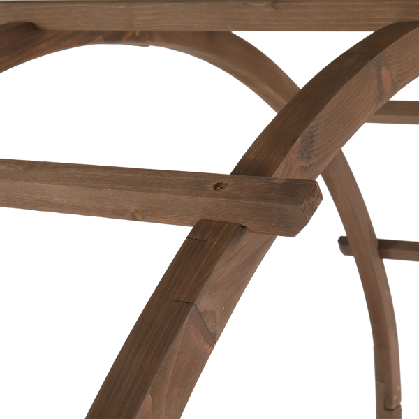 7ft 深棕色 圆弧顶 竖格 木拱门-7